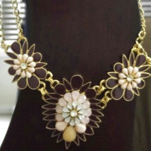 NYC necklace, brown and pink